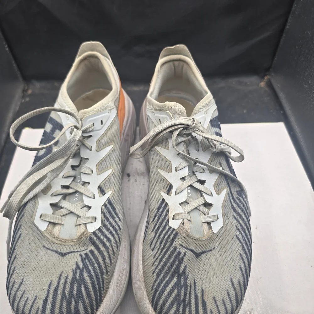 Hoka One One Men's Shoes -‎ Cream, Blue, and Orange